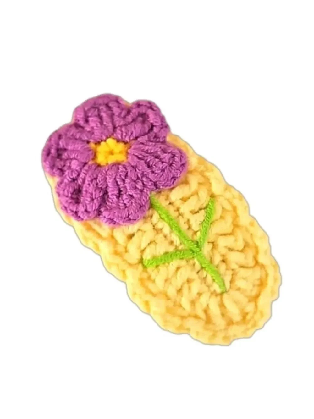 Hand Knit Crochet Hair Clip Handmade Purple Botanical